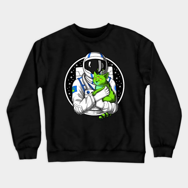 Alien Cat Astronaut Crewneck Sweatshirt by underheaven